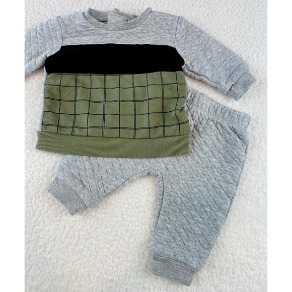 PL:BABY • Grey/Green/Black Quilted Sweatshirt and Joggers Matching Set - Picture 16 of 16
